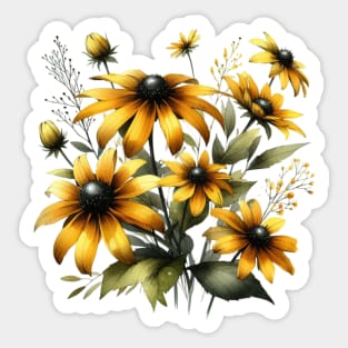 Vintage Black Eyed Susan Botanical Sticker